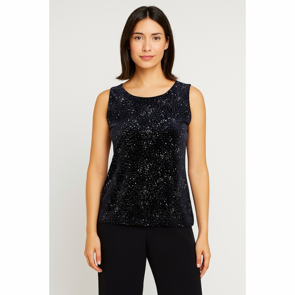 Notations | VTG 80's Glitter Galaxy Velour Velvet Sleeveless Top Blouse